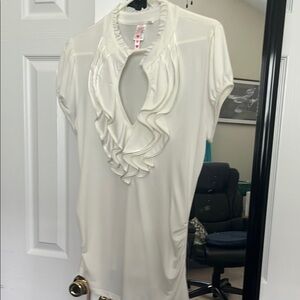 Elegant White Ruffled Blouse